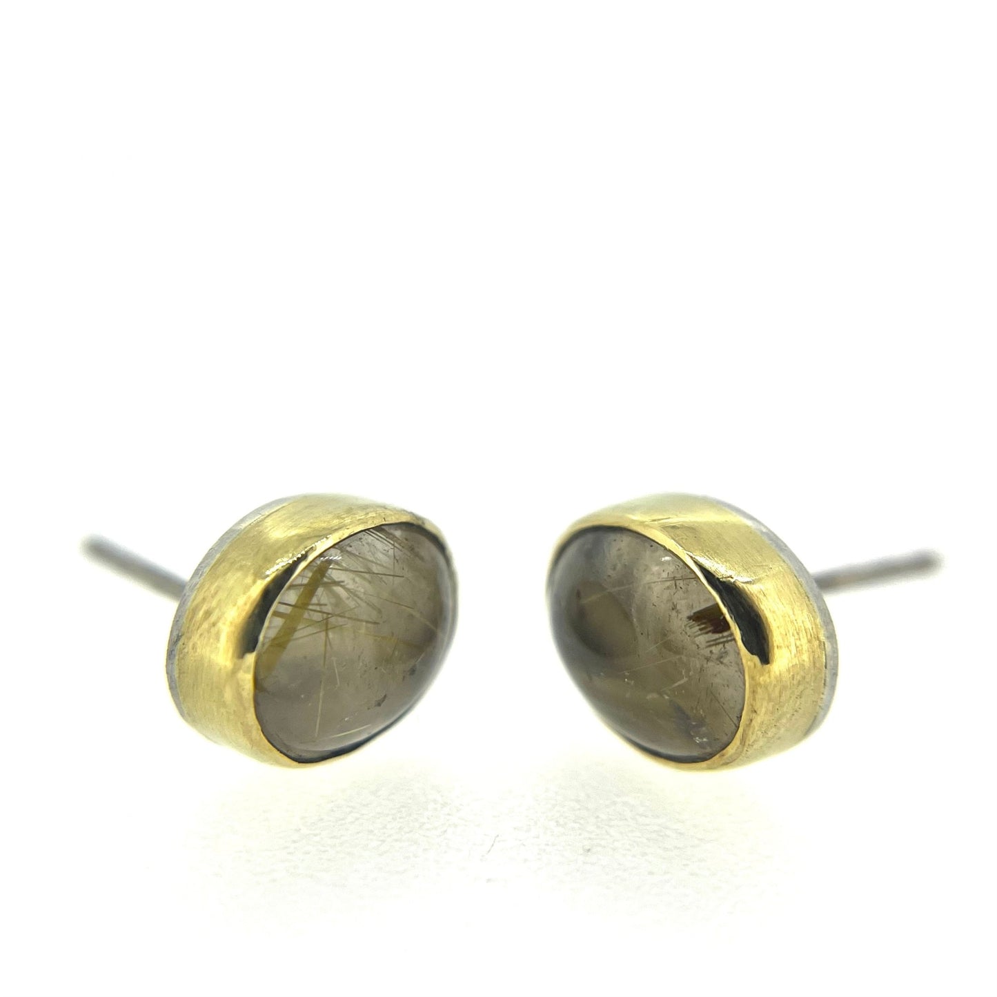 18ct Gold Rutilated Quartz Studs - Emily Lisbeth Jewellery