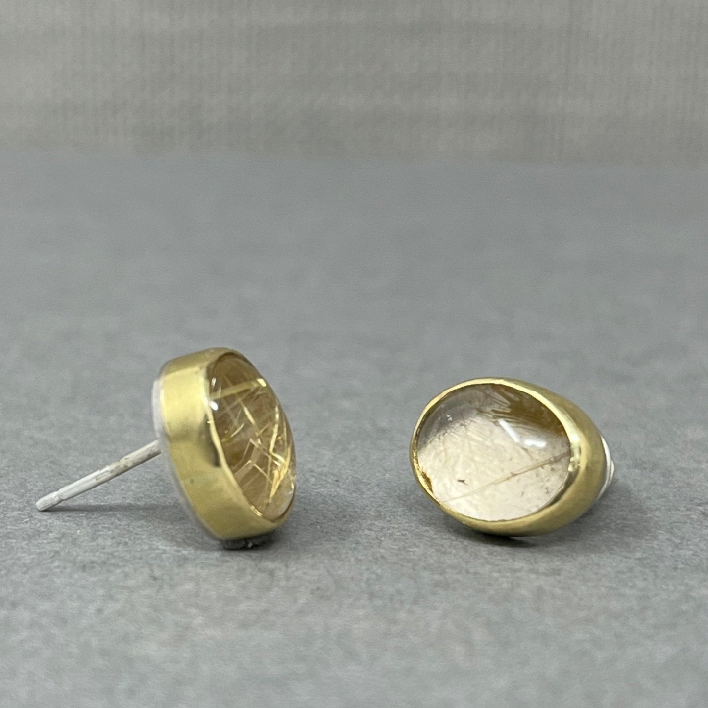 18ct Gold Rutilated Quartz Studs - Emily Lisbeth Jewellery