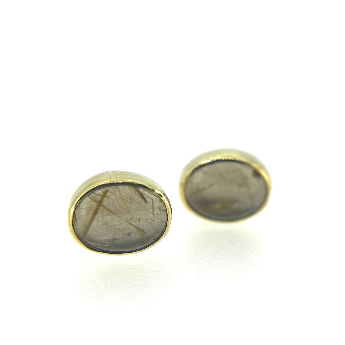 18ct Gold Rutilated Quartz Studs - Emily Lisbeth Jewellery