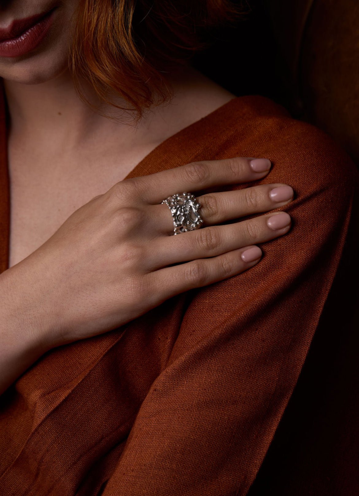 18mm Wide Bubbly Gold Ring - Emily Lisbeth Jewellery