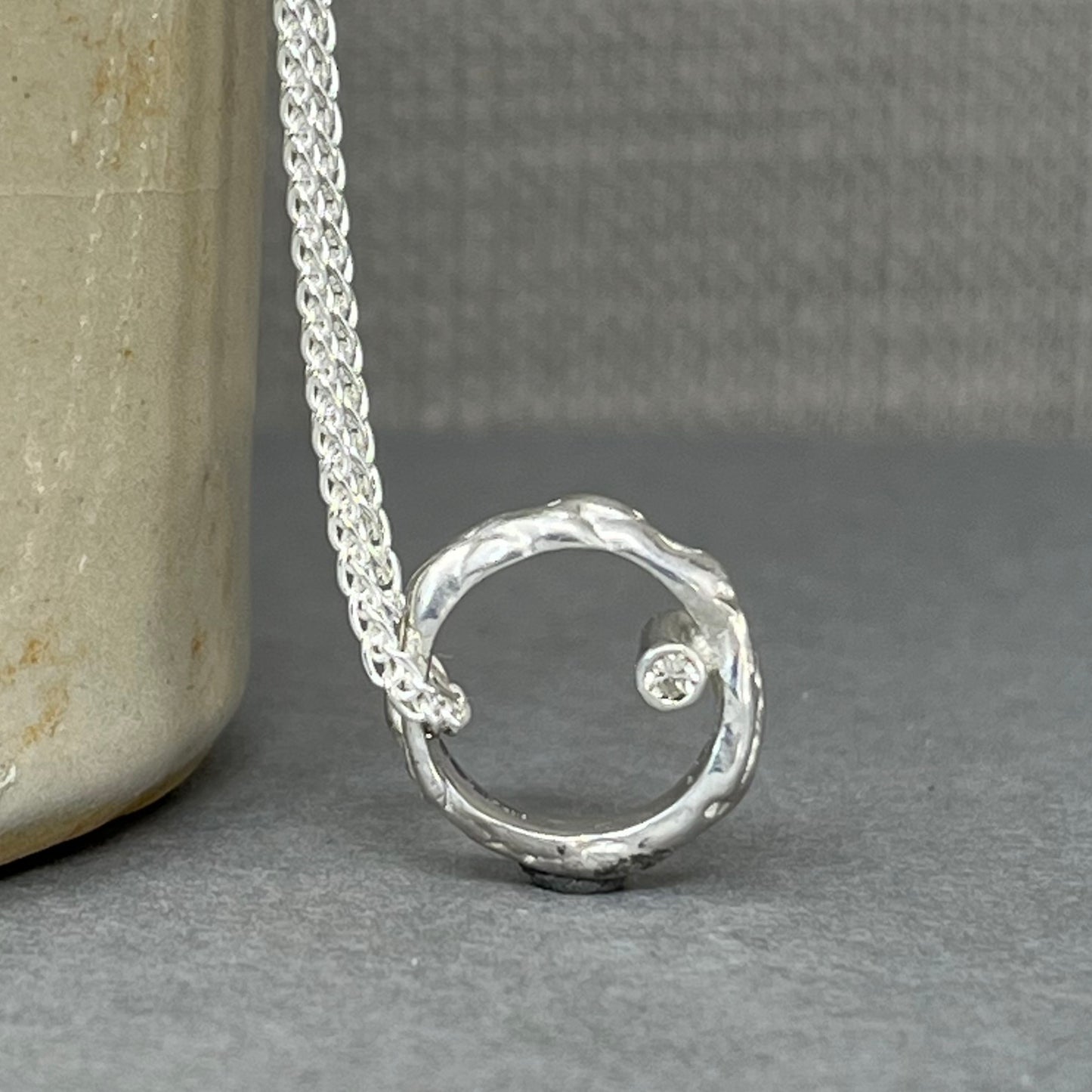 Diamond Molten Hoop Necklace / Silver or Gold