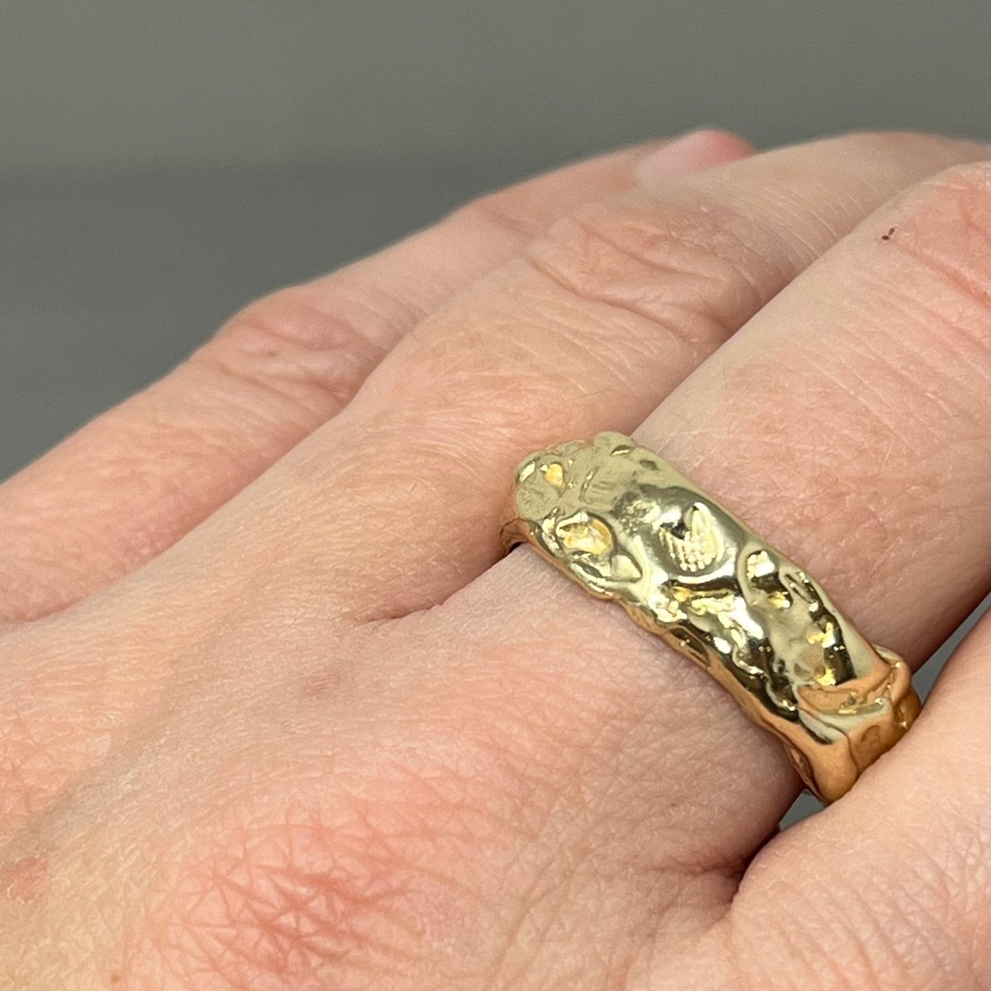 Wide Molten Wedding Ring / Silver or Gold
