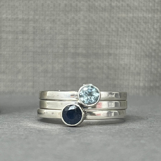 Silver Birthstone Stacking Rings