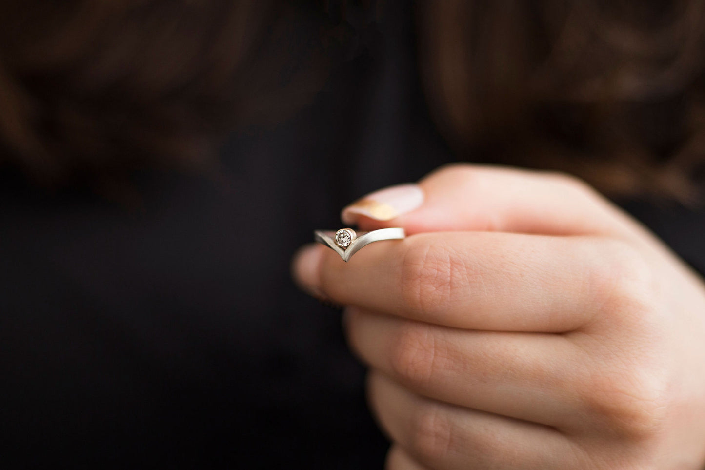 Diamond Wishbone Engagement Ring