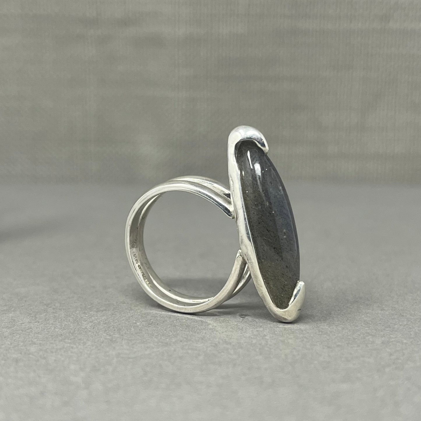 Large Marquise Silver Labradorite Ring