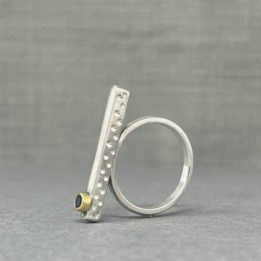Silver and Sapphire Balance Bar Ring