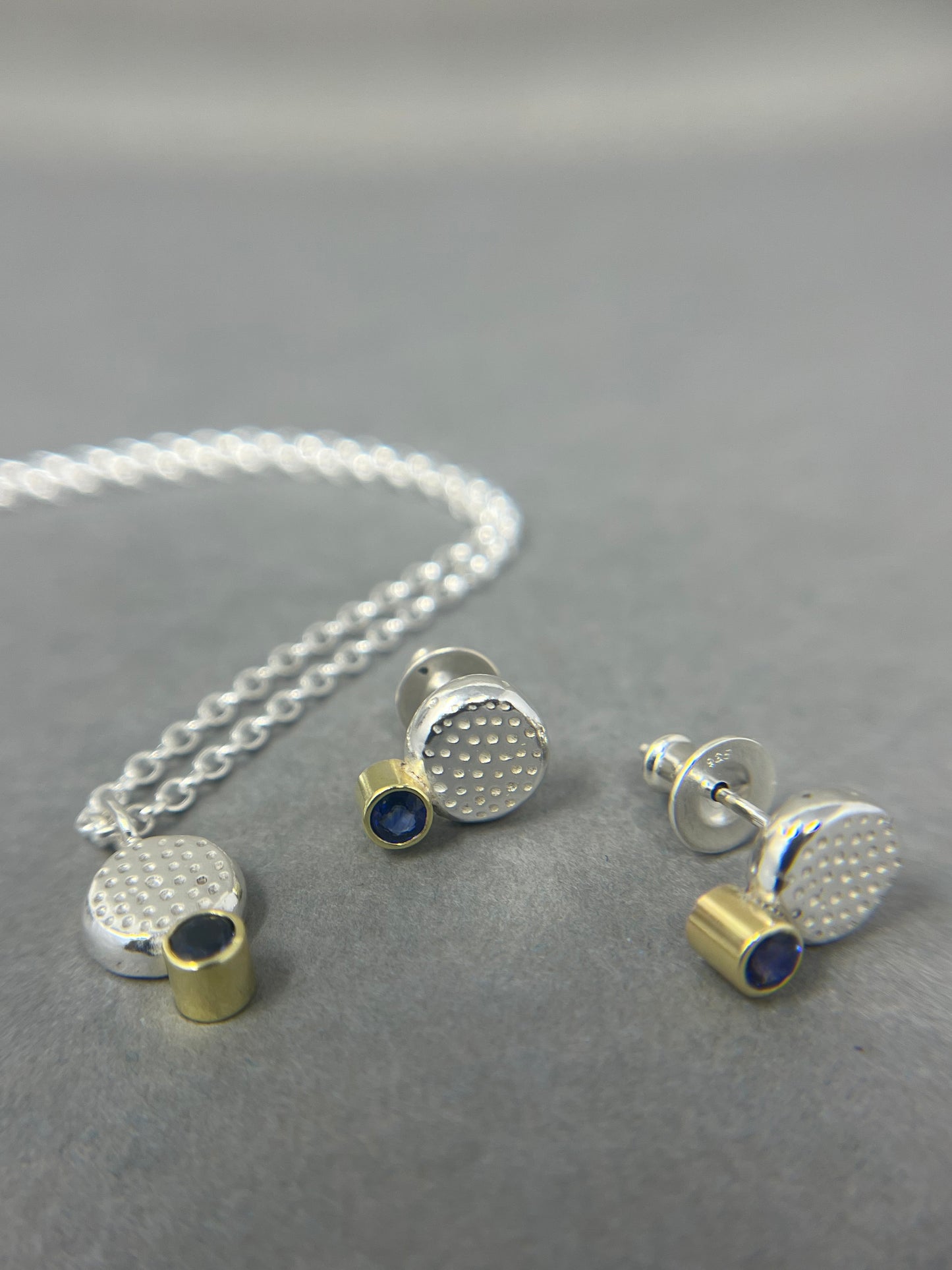 Silver and 18ct Gold Sapphire Pendant