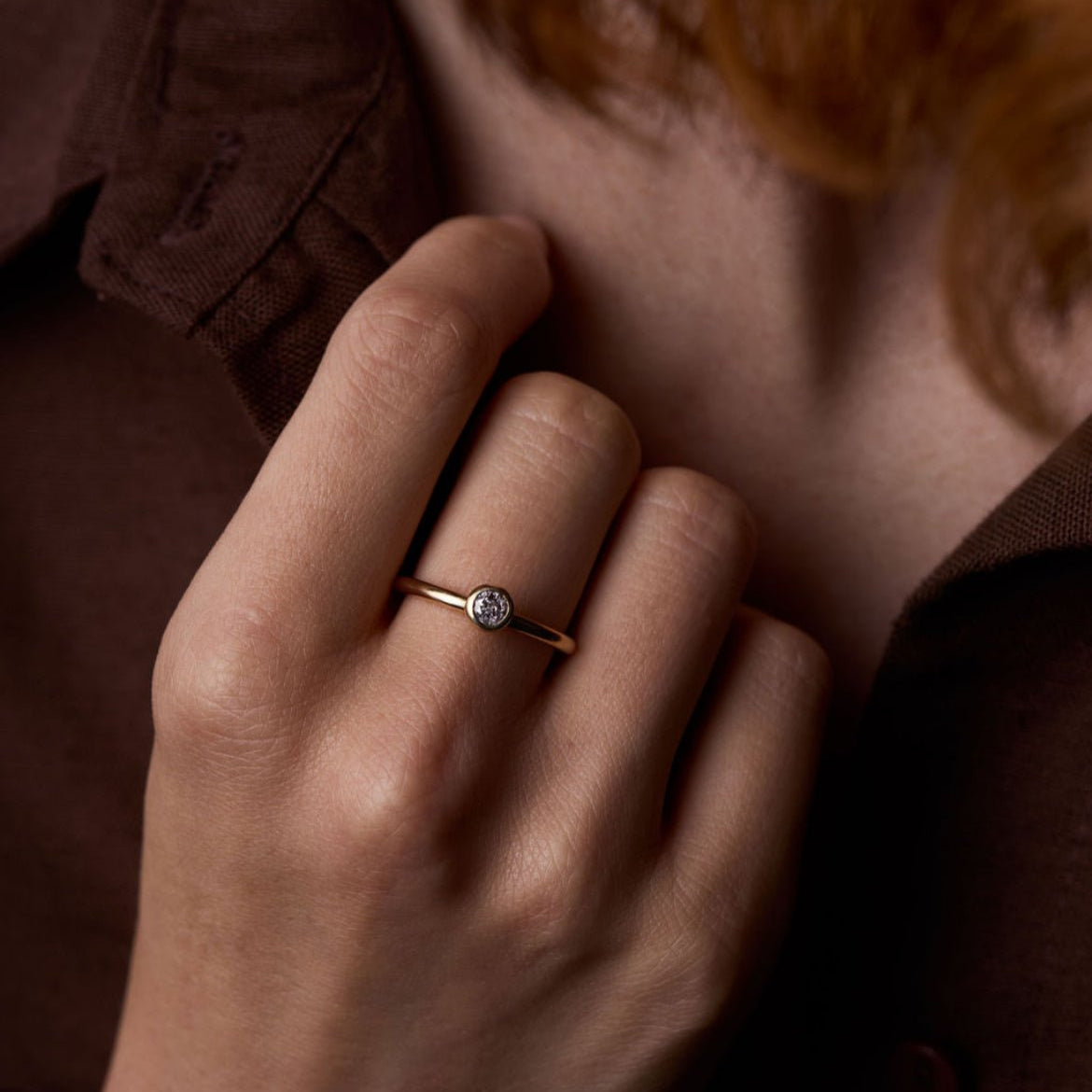 Gold and Salt and Pepper Diamond Engagement Ring - Emily Lisbeth Jewellery