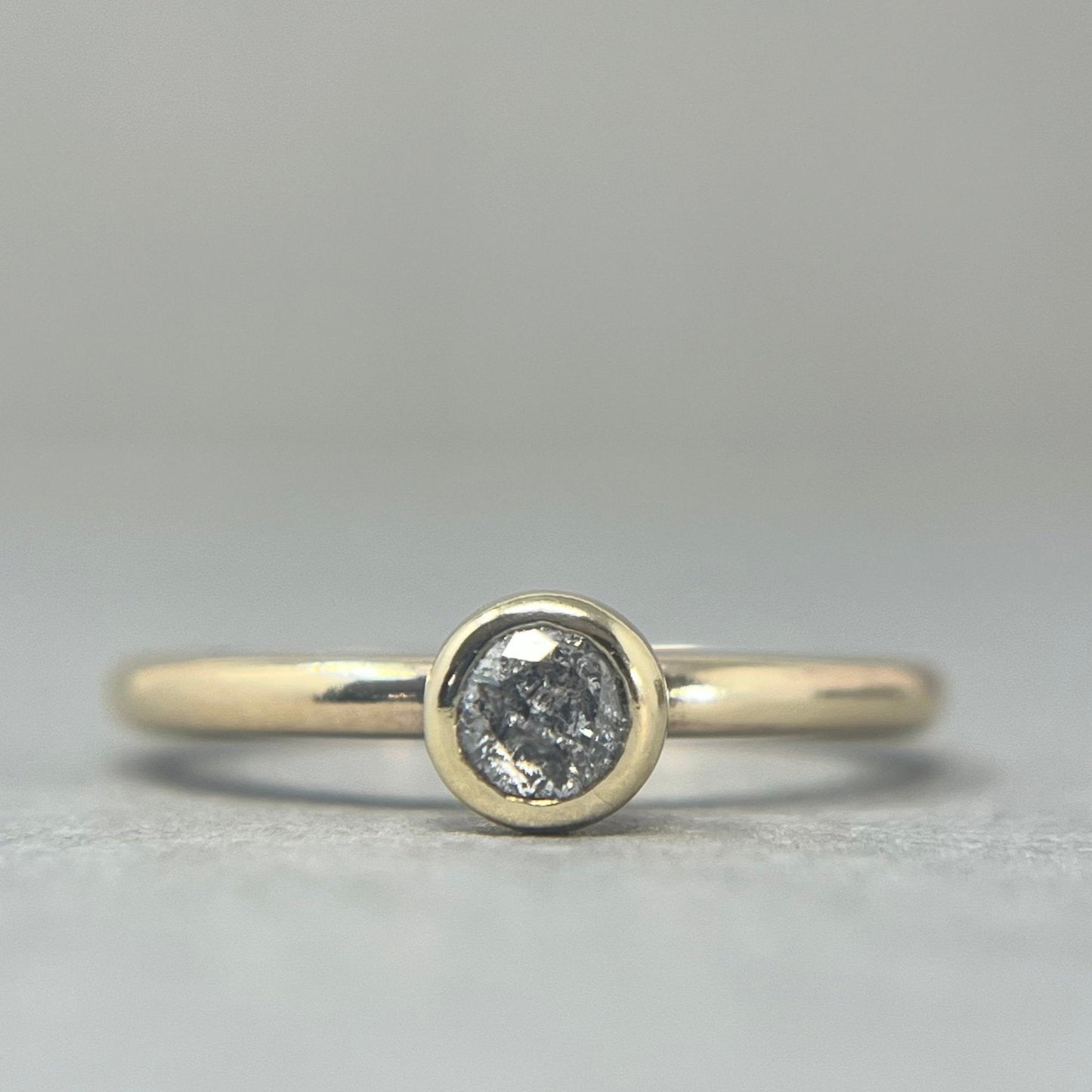 Gold and Salt and Pepper Diamond Engagement Ring - Emily Lisbeth Jewellery