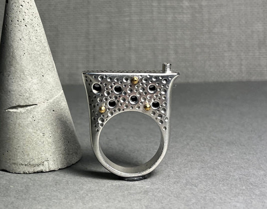Diamond, Silver and Gold Slice Statement Ring