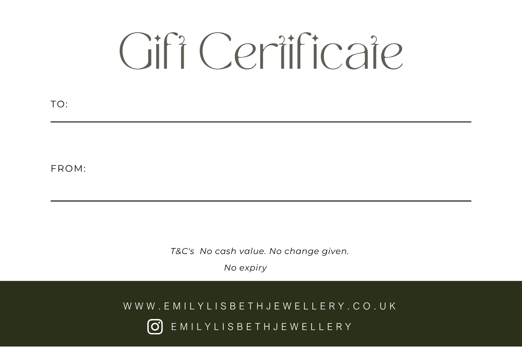 Jewellery Gift Certificate - Emily Lisbeth Jewellery