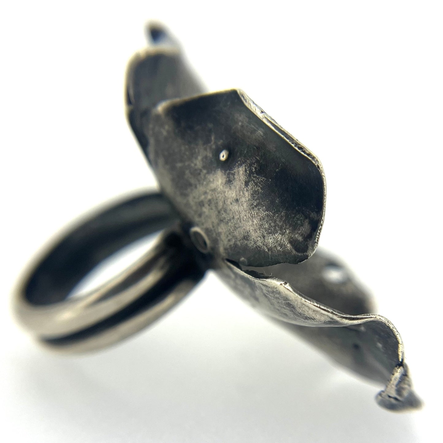 Large Peony Flower Ring Size O / Sterling Silver - Emily Lisbeth Jewellery