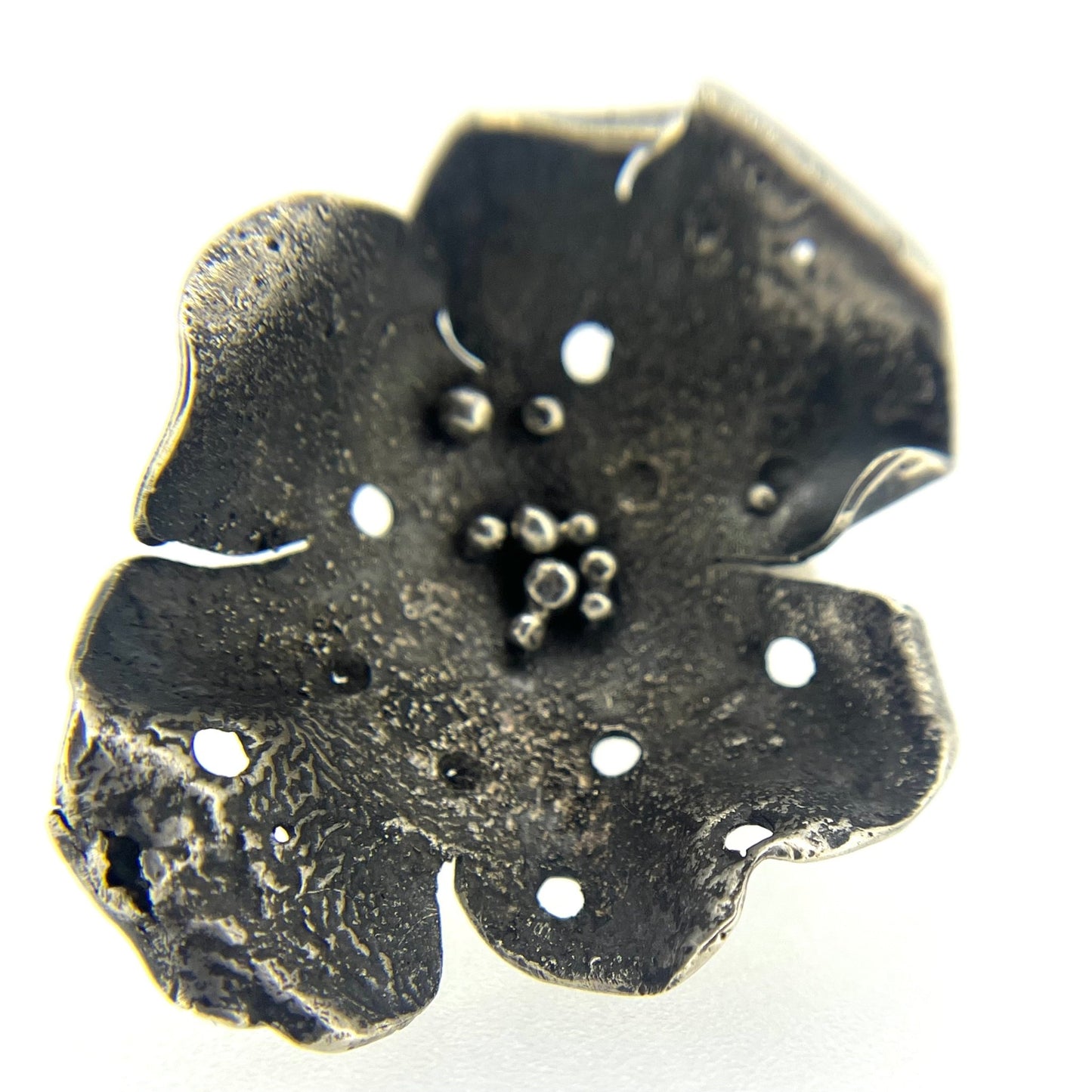 Large Peony Flower Ring Size O / Sterling Silver - Emily Lisbeth Jewellery