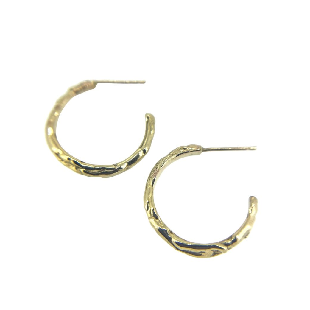 Medium Gold Molten Hoop Earrings - Emily Lisbeth Jewellery