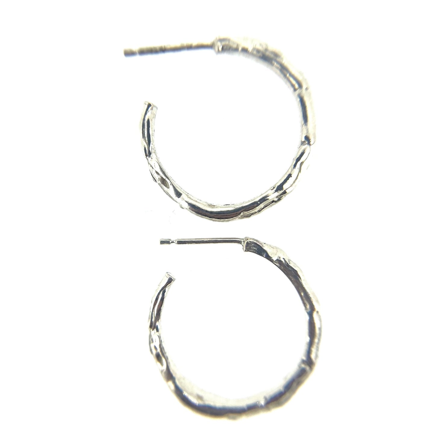 Medium Silver Molten Hoop Earrings - Emily Lisbeth Jewellery