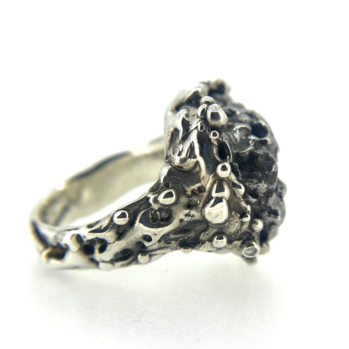 Meteorite and Diamond Statement Ring - Emily Lisbeth Jewellery