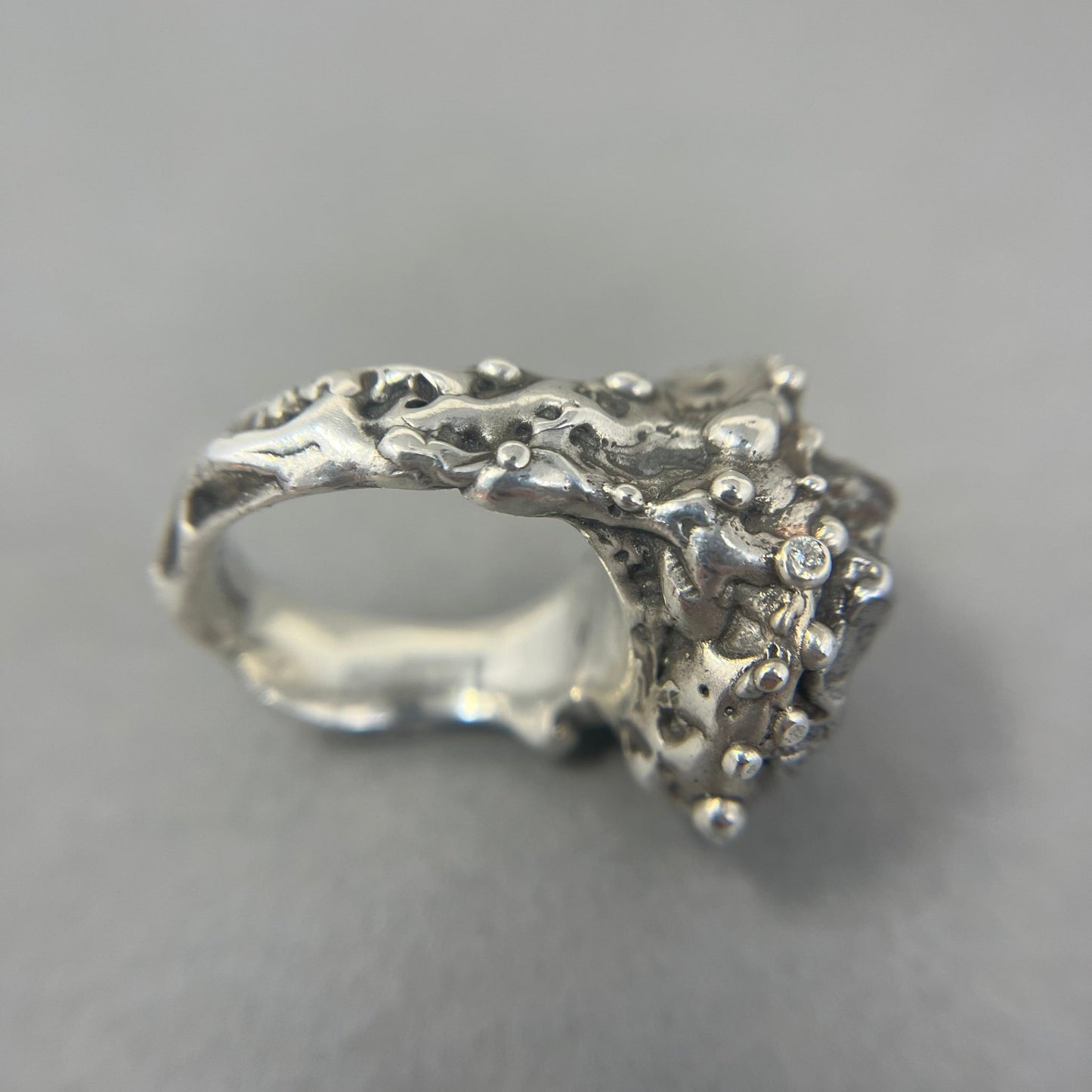 Meteorite and Diamond Statement Ring - Emily Lisbeth Jewellery