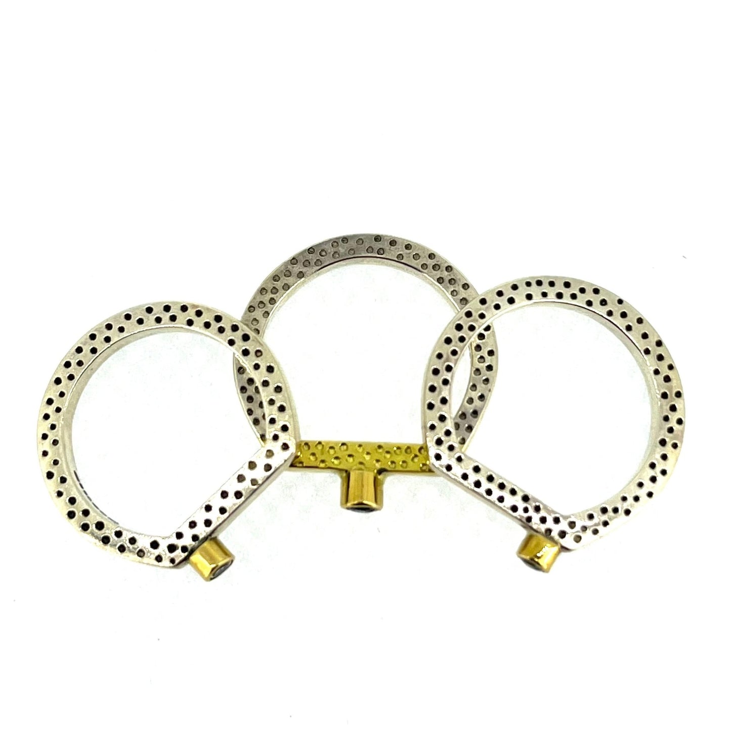 Moissanite & Sapphire, Silver and 18ct Gold Stacking Rings - Emily Lisbeth Jewellery