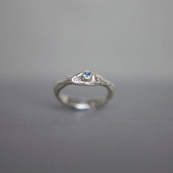 Molten Silver Aquamarine Ring - Emily Lisbeth Jewellery