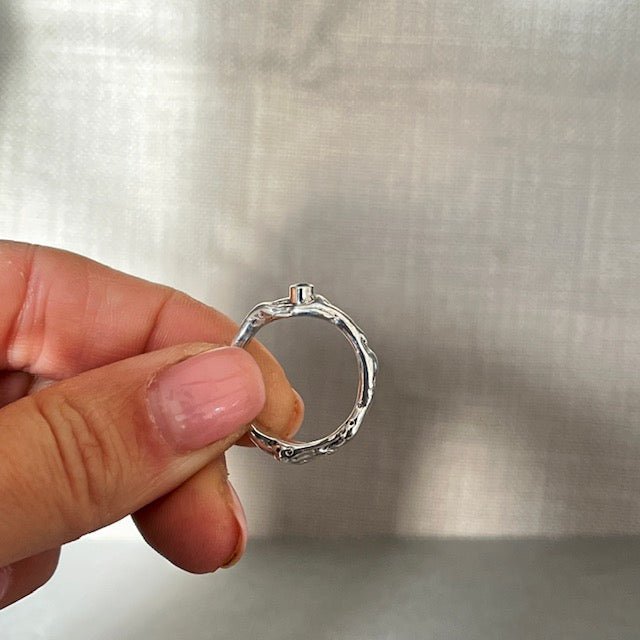 Molten Silver Aquamarine Ring - Emily Lisbeth Jewellery