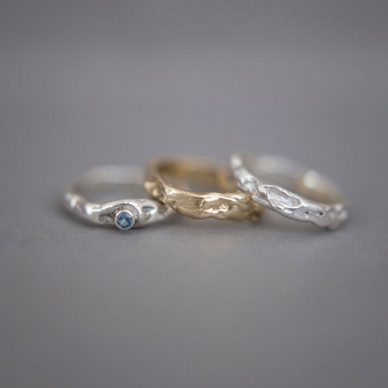 Molten Silver Aquamarine Ring - Emily Lisbeth Jewellery