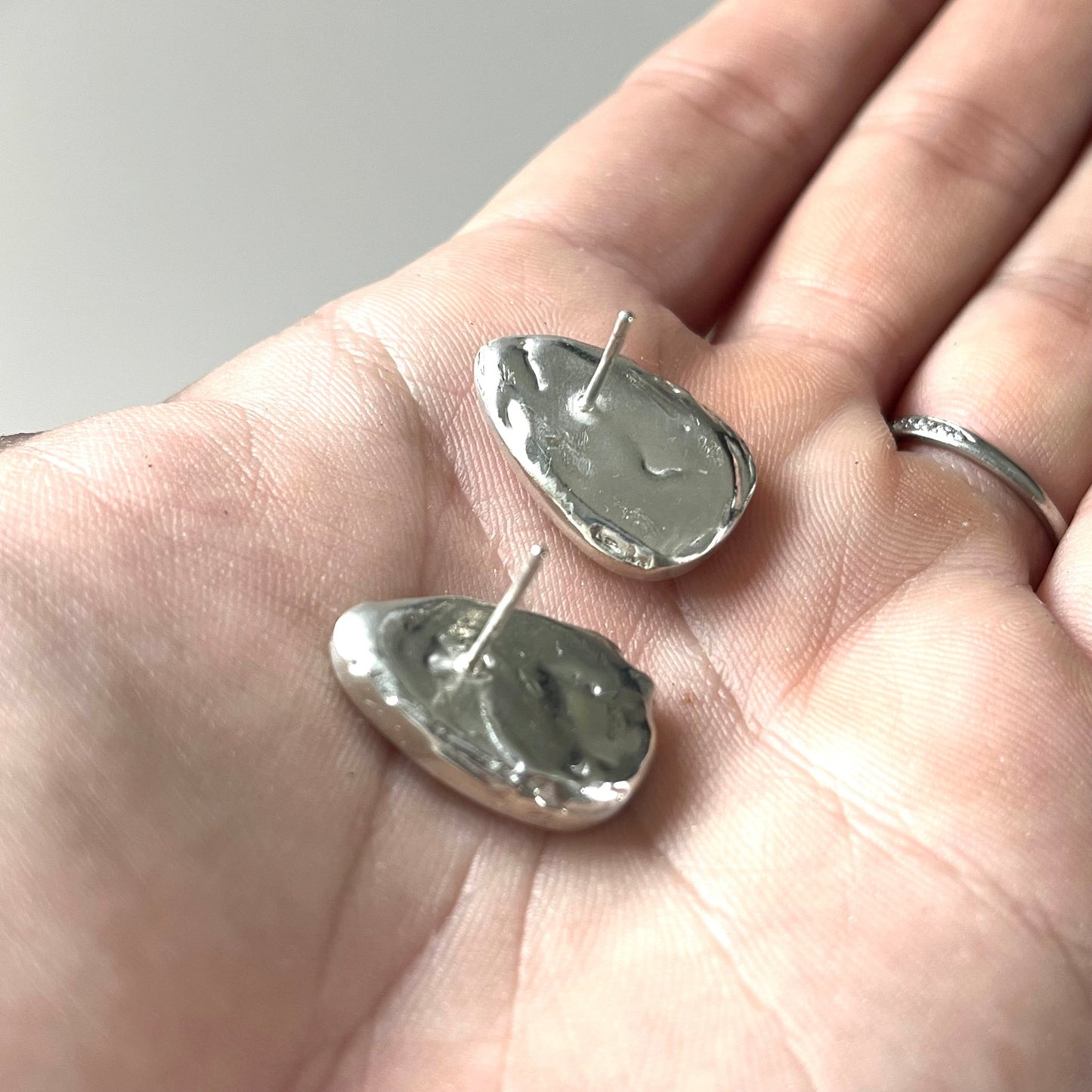 Rutilated Quartz Molten Silver Earrings - Emily Lisbeth Jewellery