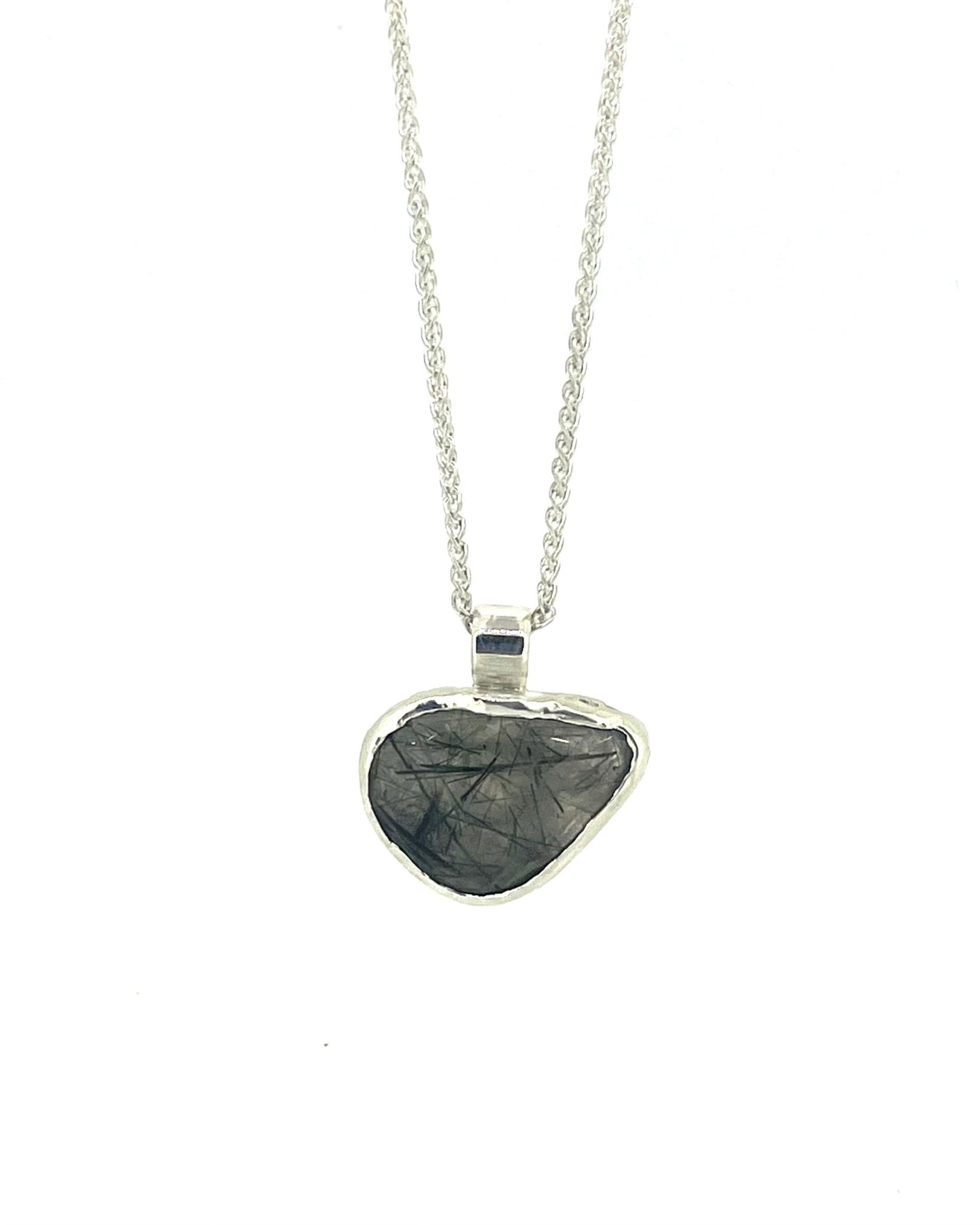 Rutilated Quartz Molten Silver Necklace - Emily Lisbeth Jewellery