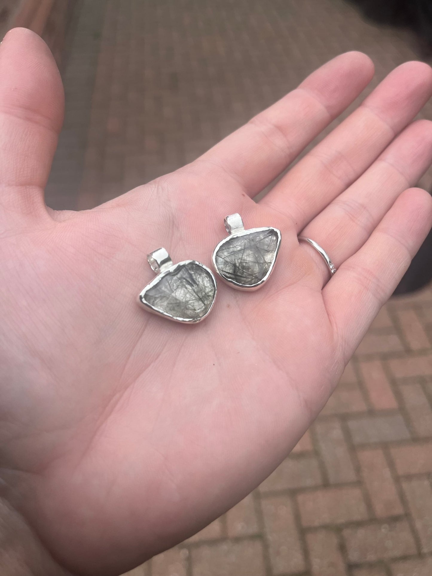 Rutilated Quartz Molten Silver Necklace - Emily Lisbeth Jewellery
