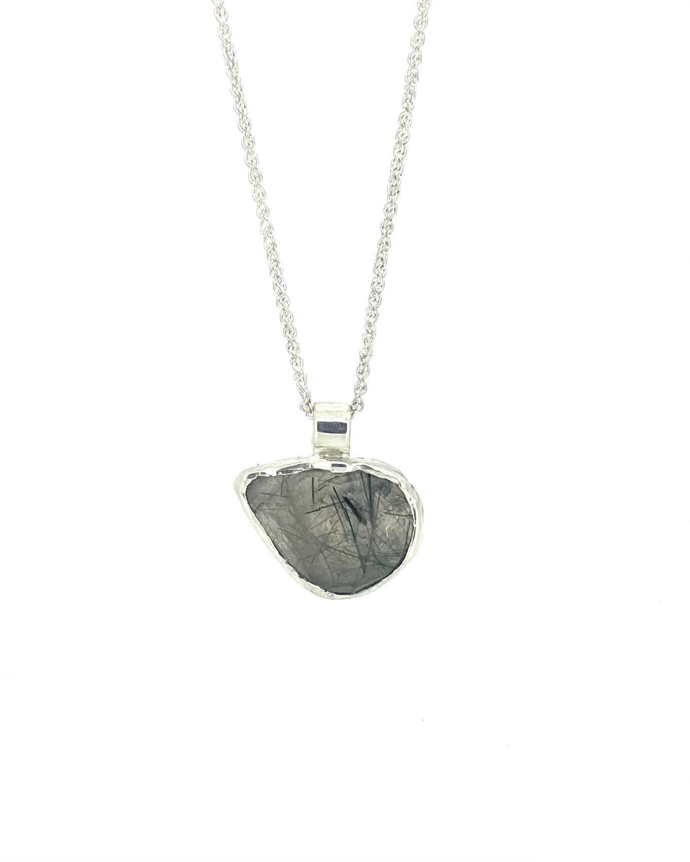 Rutilated Quartz Molten Silver Necklace - Emily Lisbeth Jewellery