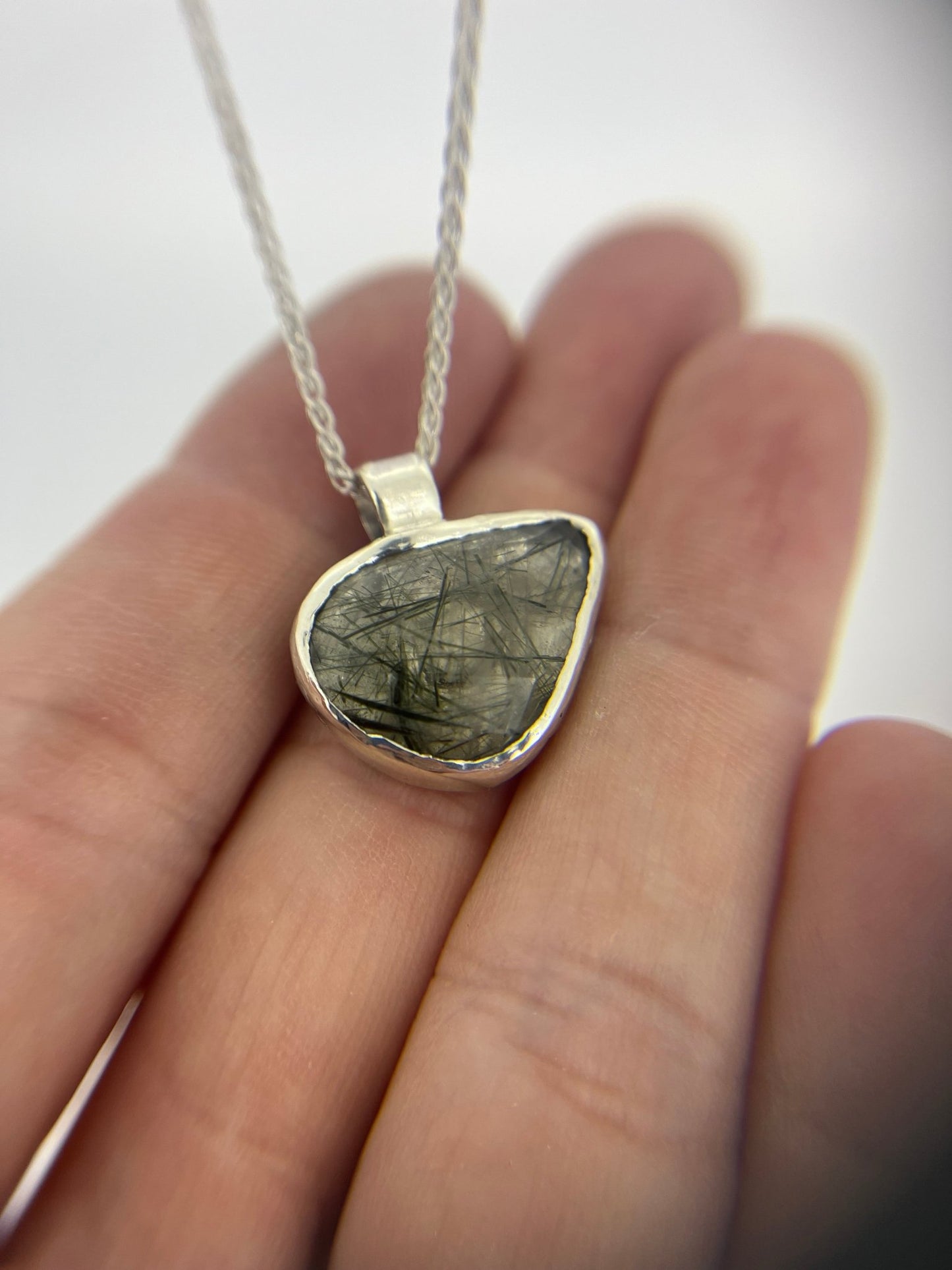 Rutilated Quartz Molten Silver Necklace - Emily Lisbeth Jewellery