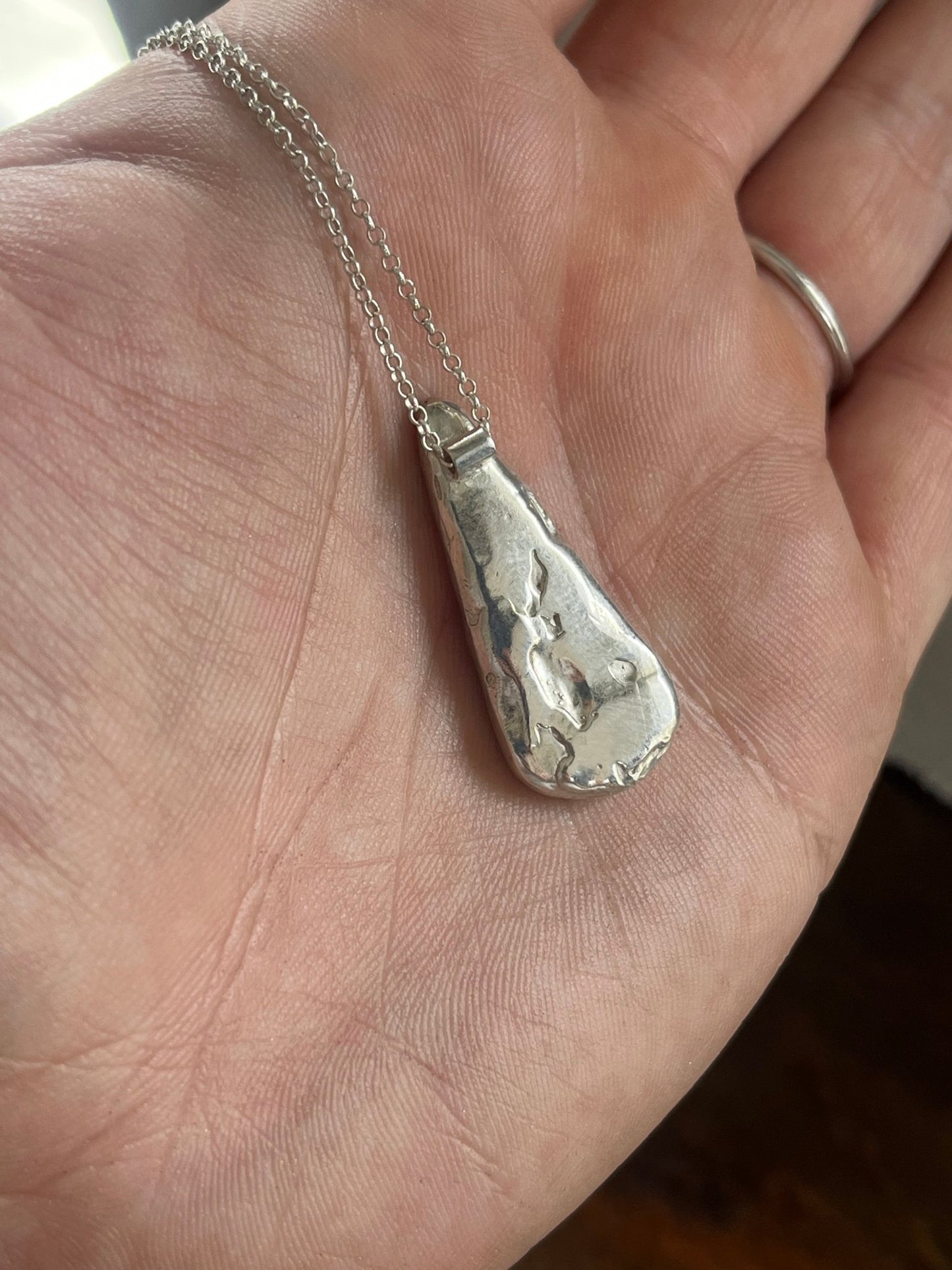 Rutilated Quartz Molten Silver Teardrop Necklace - Emily Lisbeth Jewellery