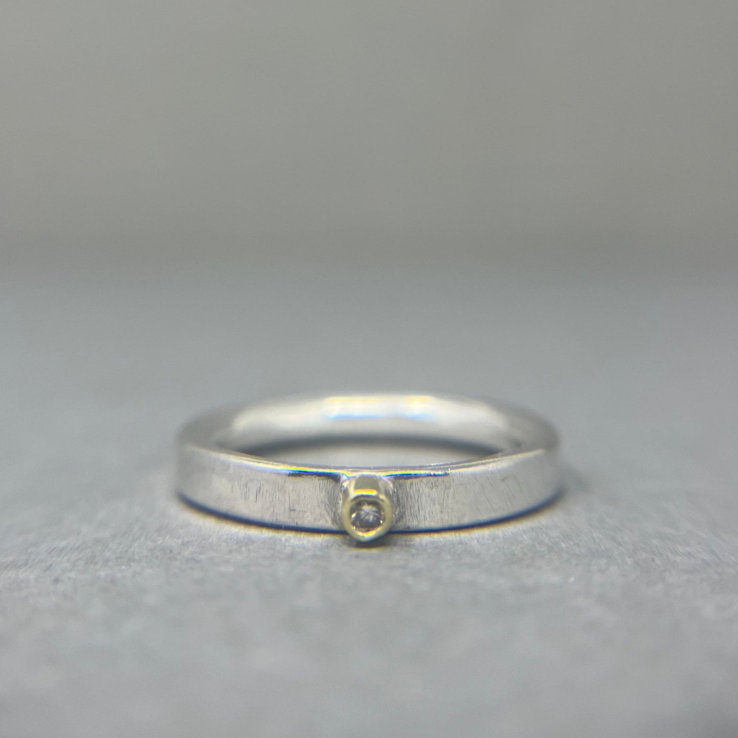 Silver and 18ct Gold Diamond Stacking Ring - Emily Lisbeth Jewellery