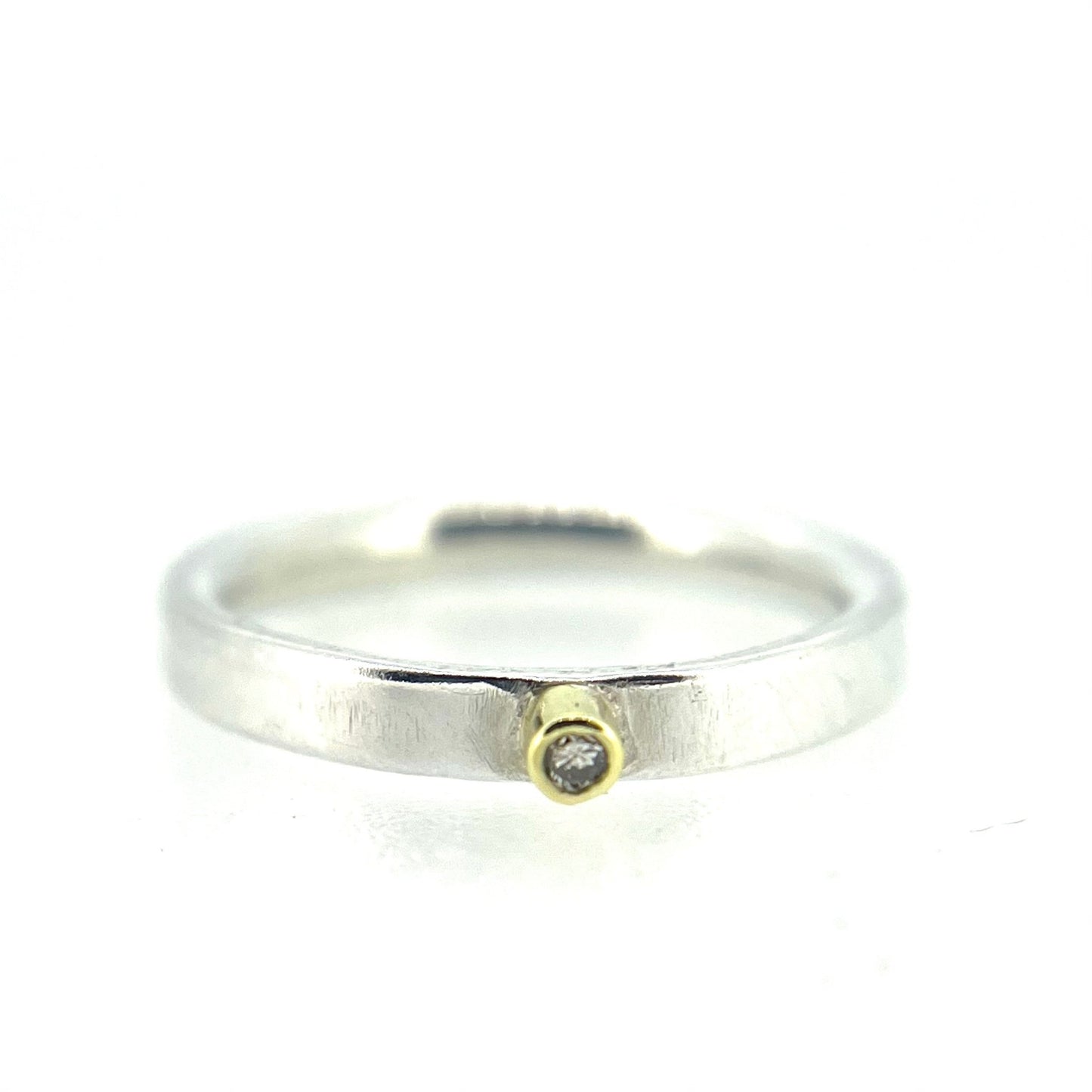 Silver and 18ct Gold Diamond Stacking Ring - Emily Lisbeth Jewellery