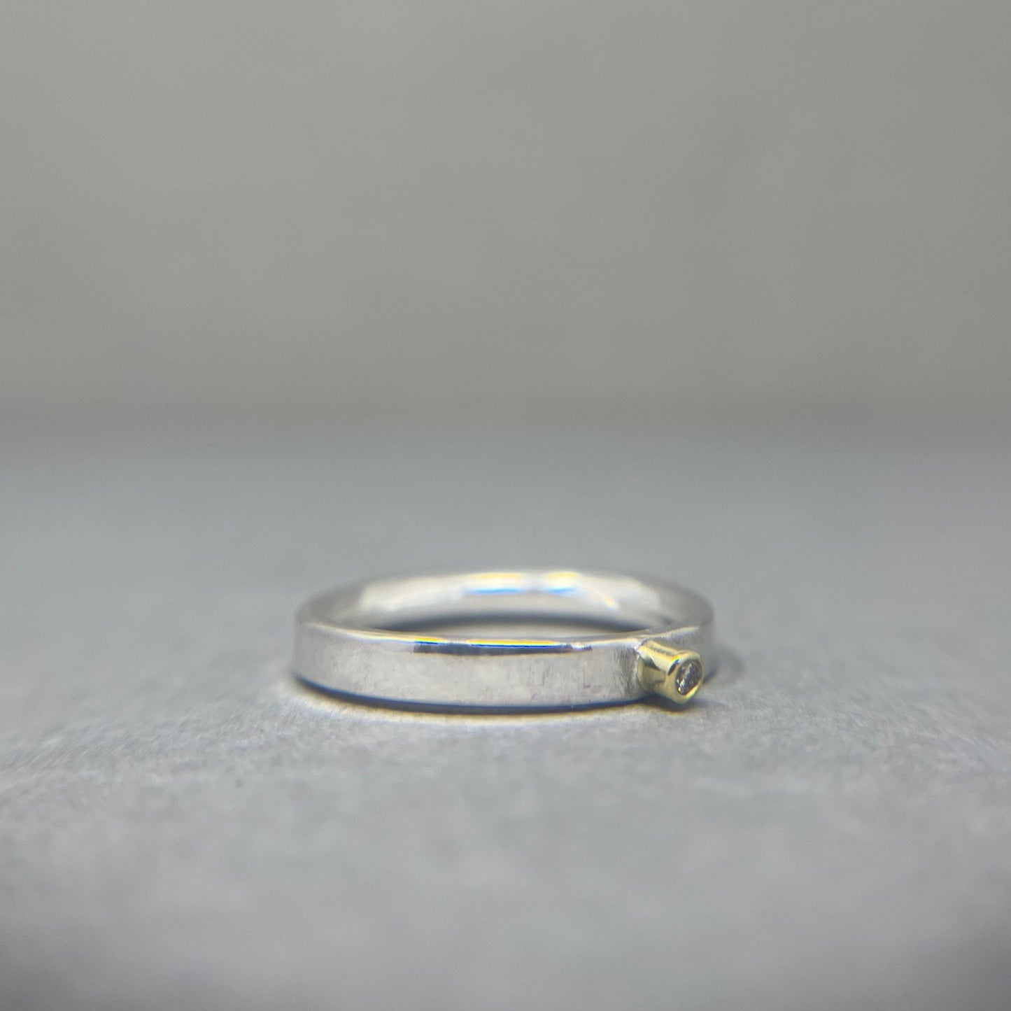 Silver and 18ct Gold Diamond Stacking Ring - Emily Lisbeth Jewellery