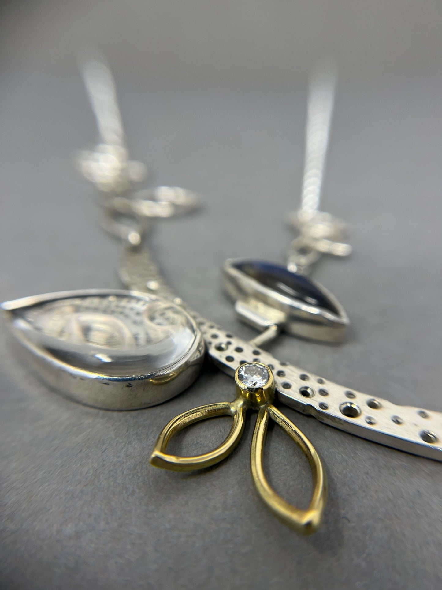 Silver and 18ct Gold Moissanite Leaf Necklace - Emily Lisbeth Jewellery