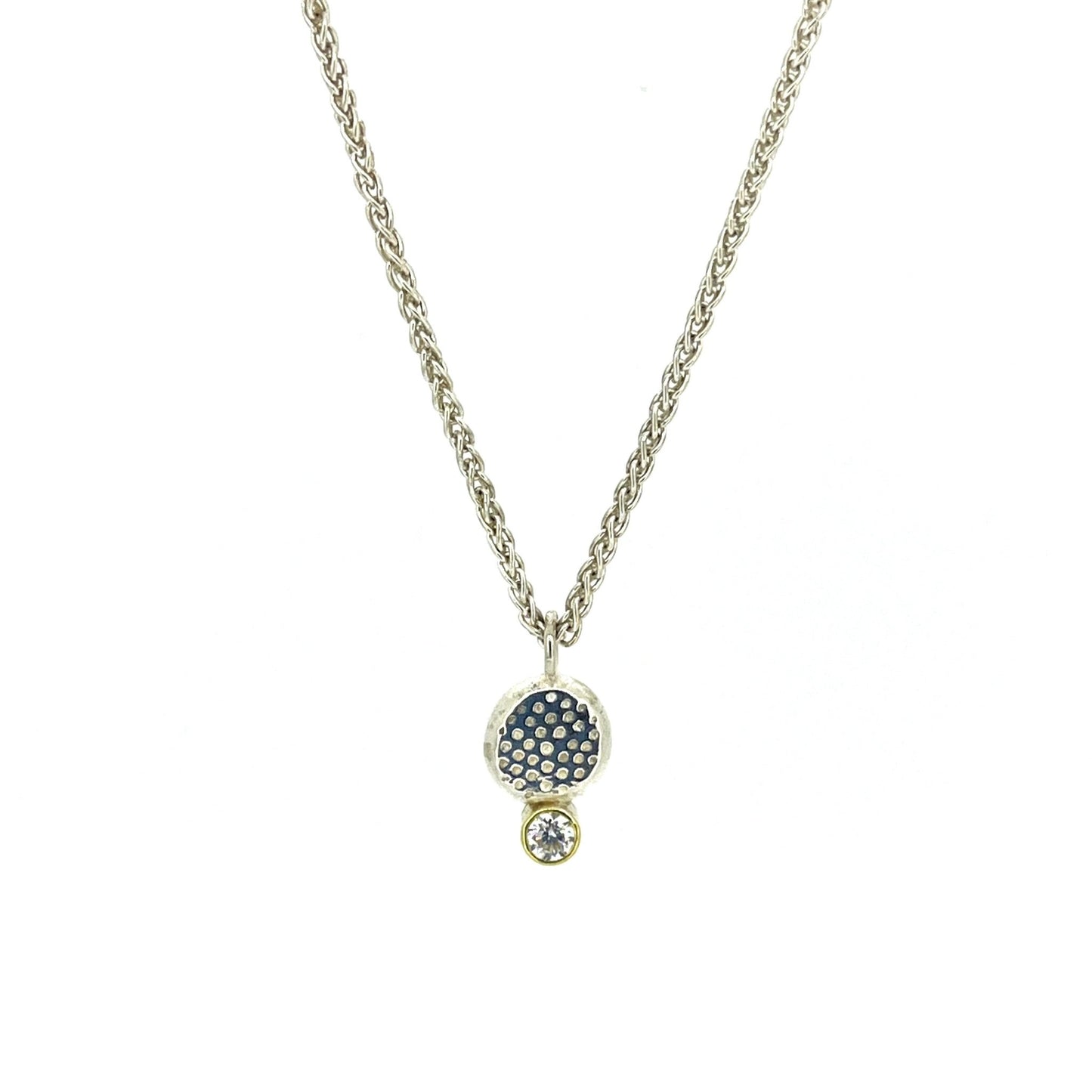 Silver and 18ct Gold Moissanite Pendant - Emily Lisbeth Jewellery