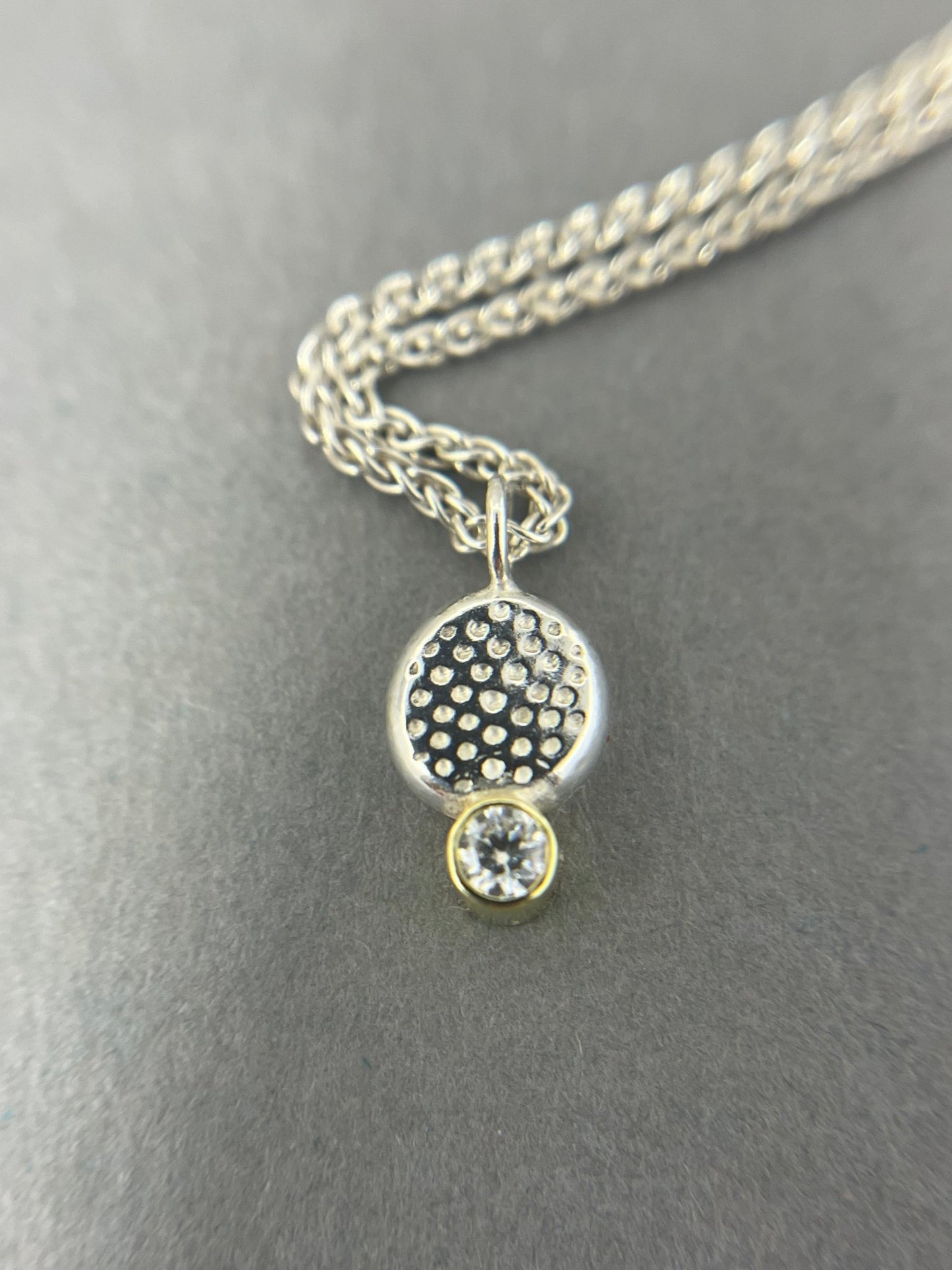Silver and 18ct Gold Moissanite Pendant - Emily Lisbeth Jewellery