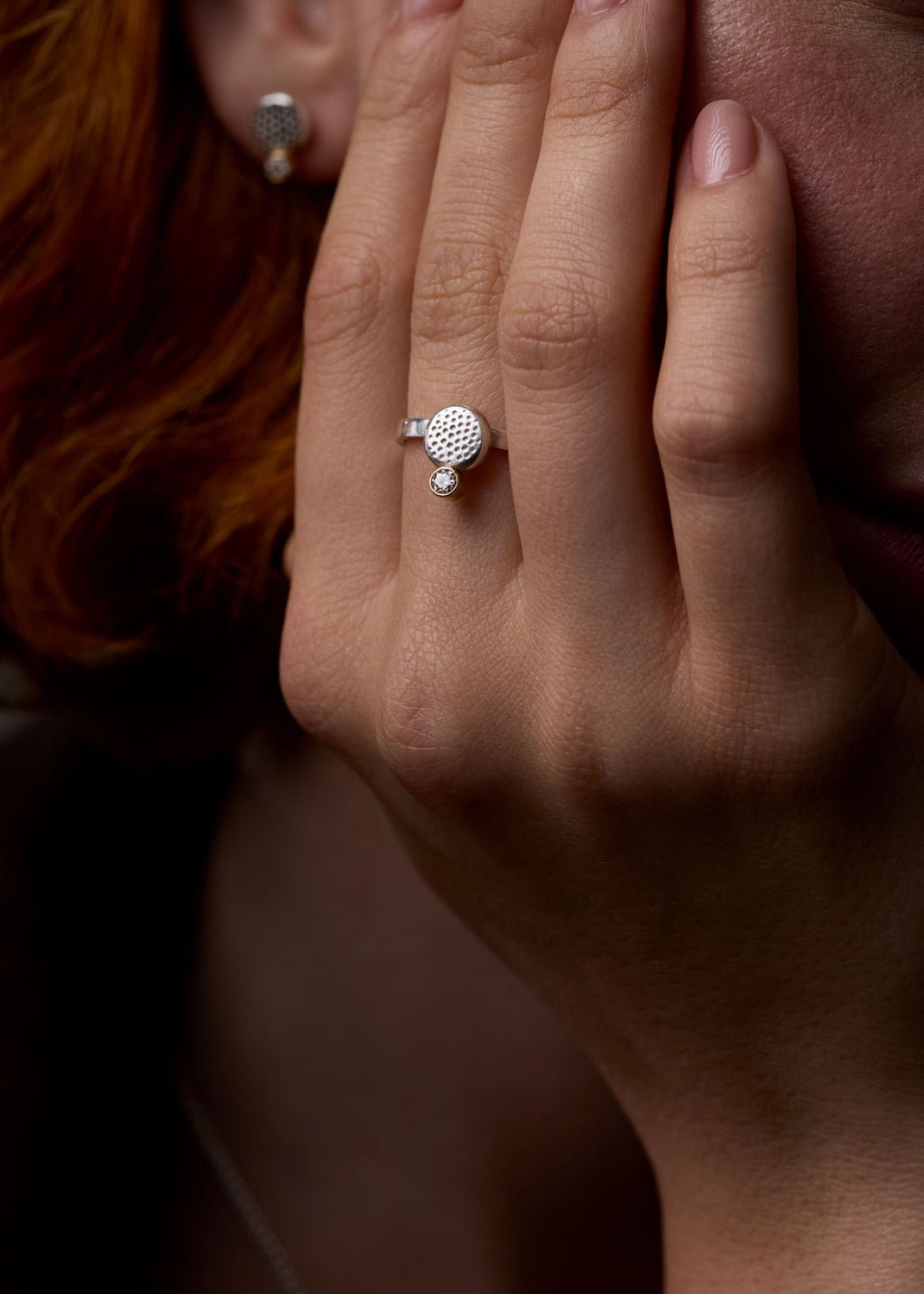 Silver and 18ct Gold Moissanite Ring - Emily Lisbeth Jewellery