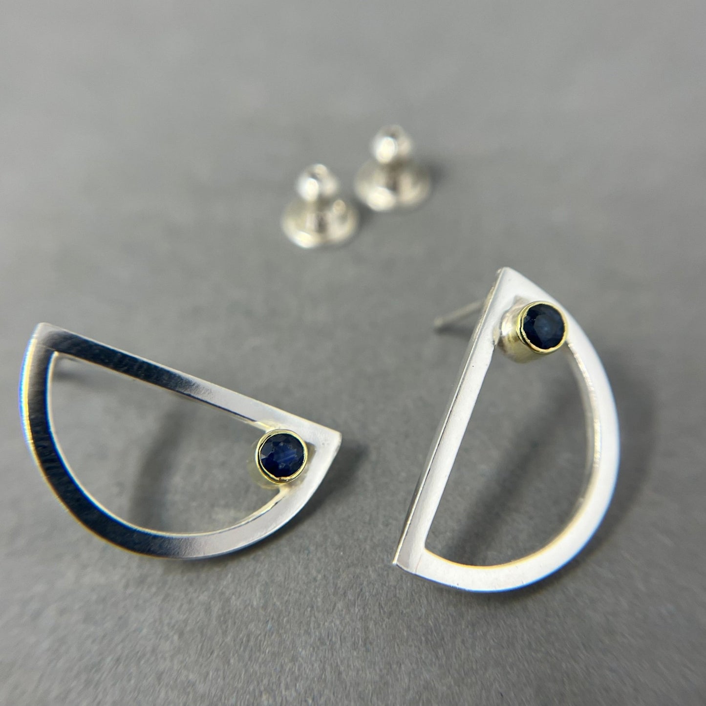 Silver and 18ct Gold Sapphire Earrings - Emily Lisbeth Jewellery