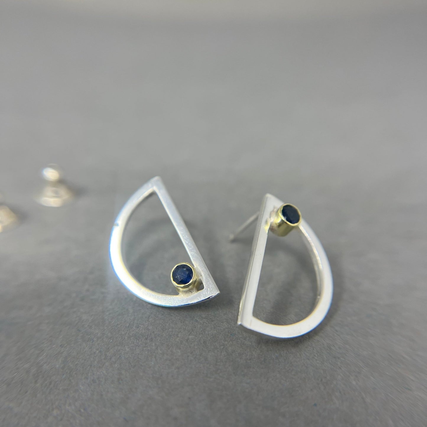 Silver and 18ct Gold Sapphire Earrings - Emily Lisbeth Jewellery