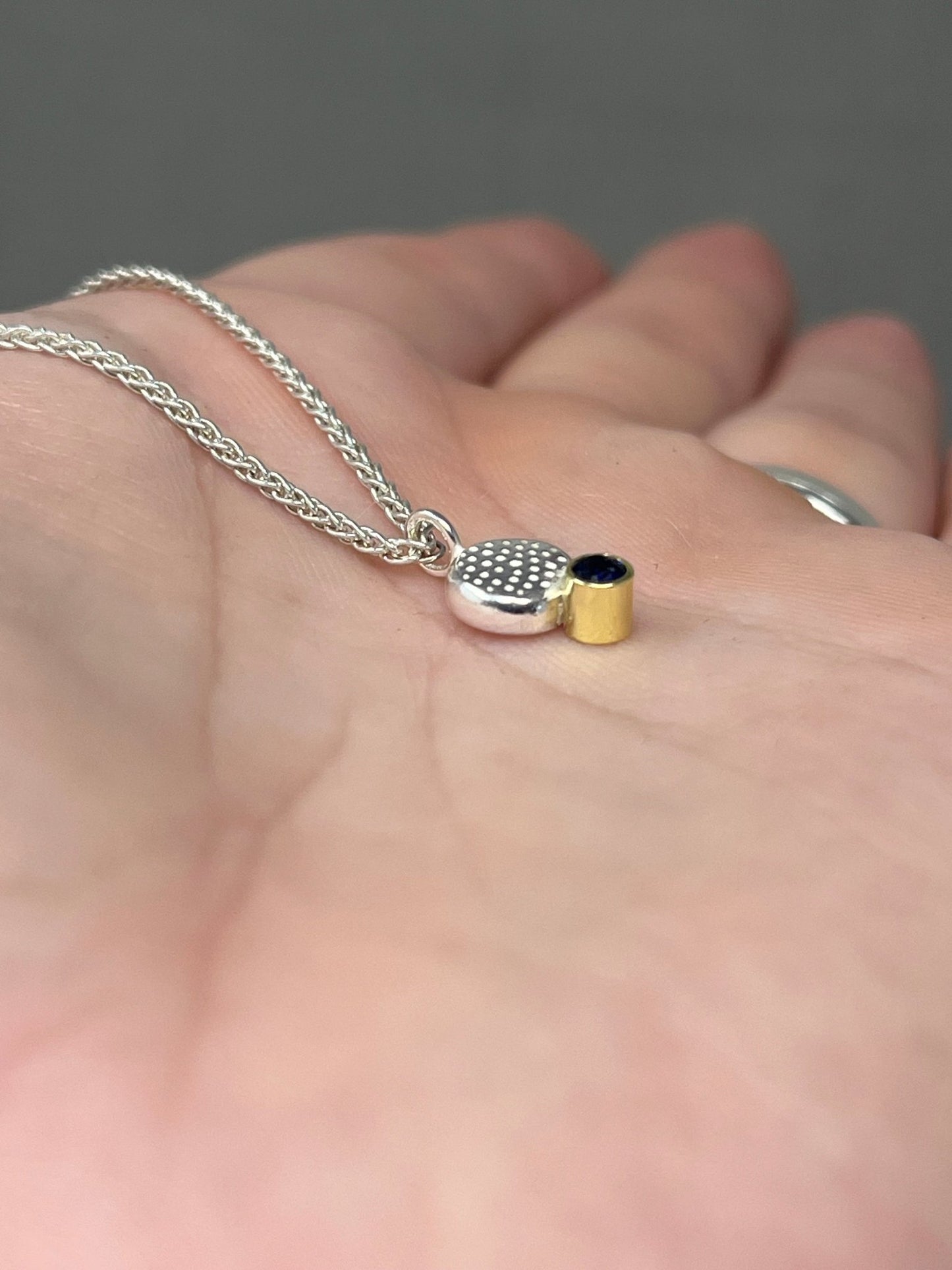 Silver and 18ct Gold Sapphire Pendant - Emily Lisbeth Jewellery