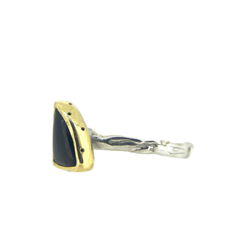 Silver and Gold Tourmaline Molten Ring - Emily Lisbeth Jewellery