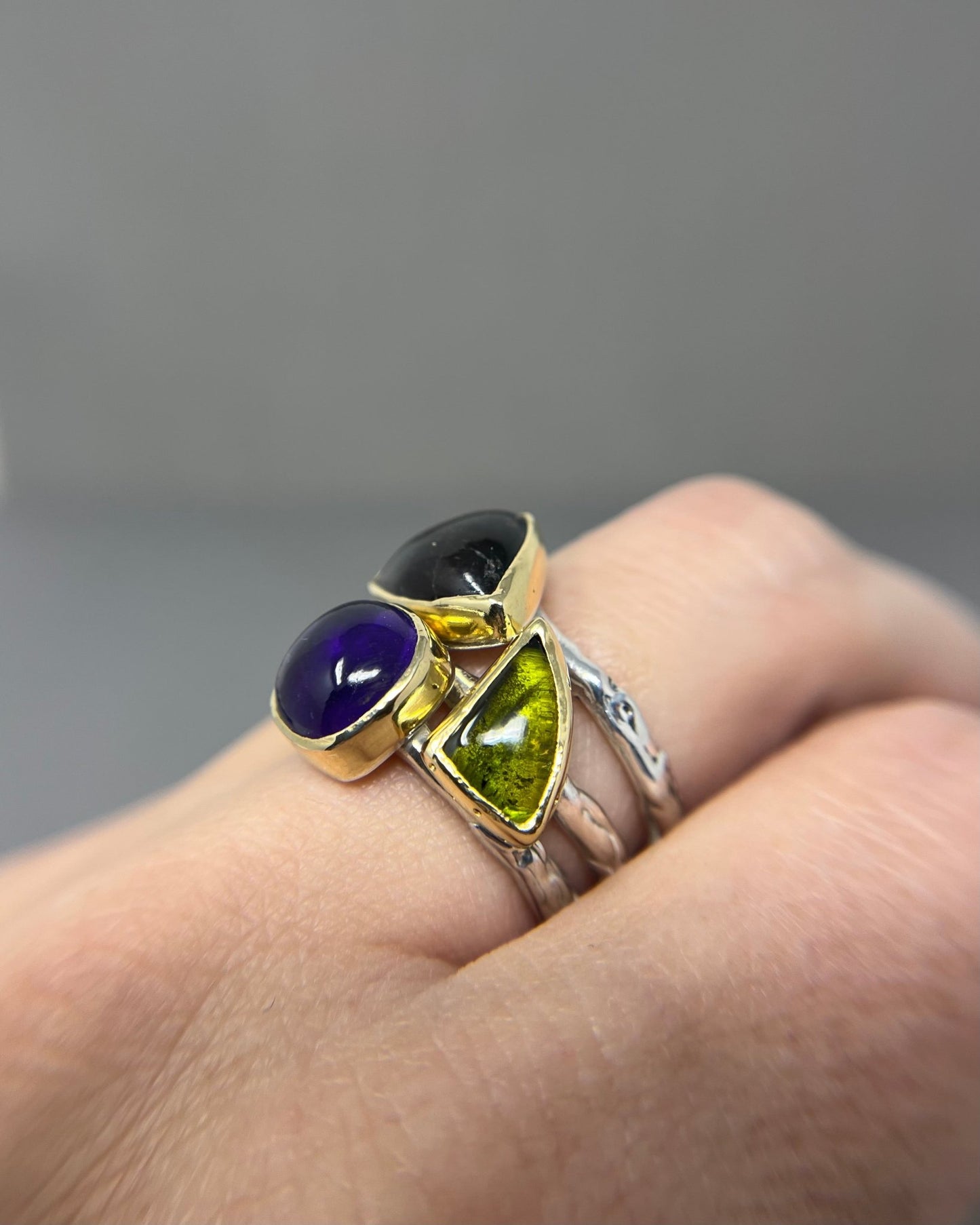 Silver and Gold Tourmaline Molten Ring - Emily Lisbeth Jewellery