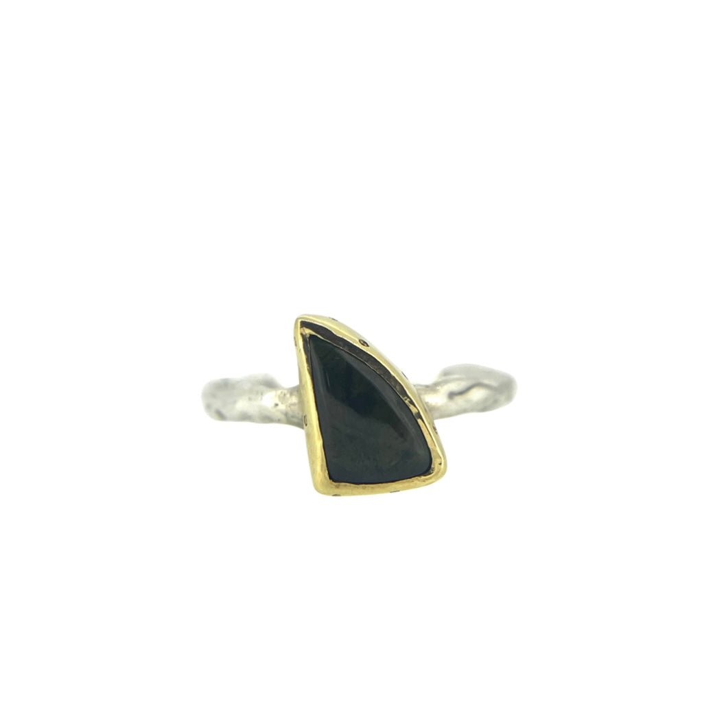 Silver and Gold Tourmaline Molten Ring - Emily Lisbeth Jewellery