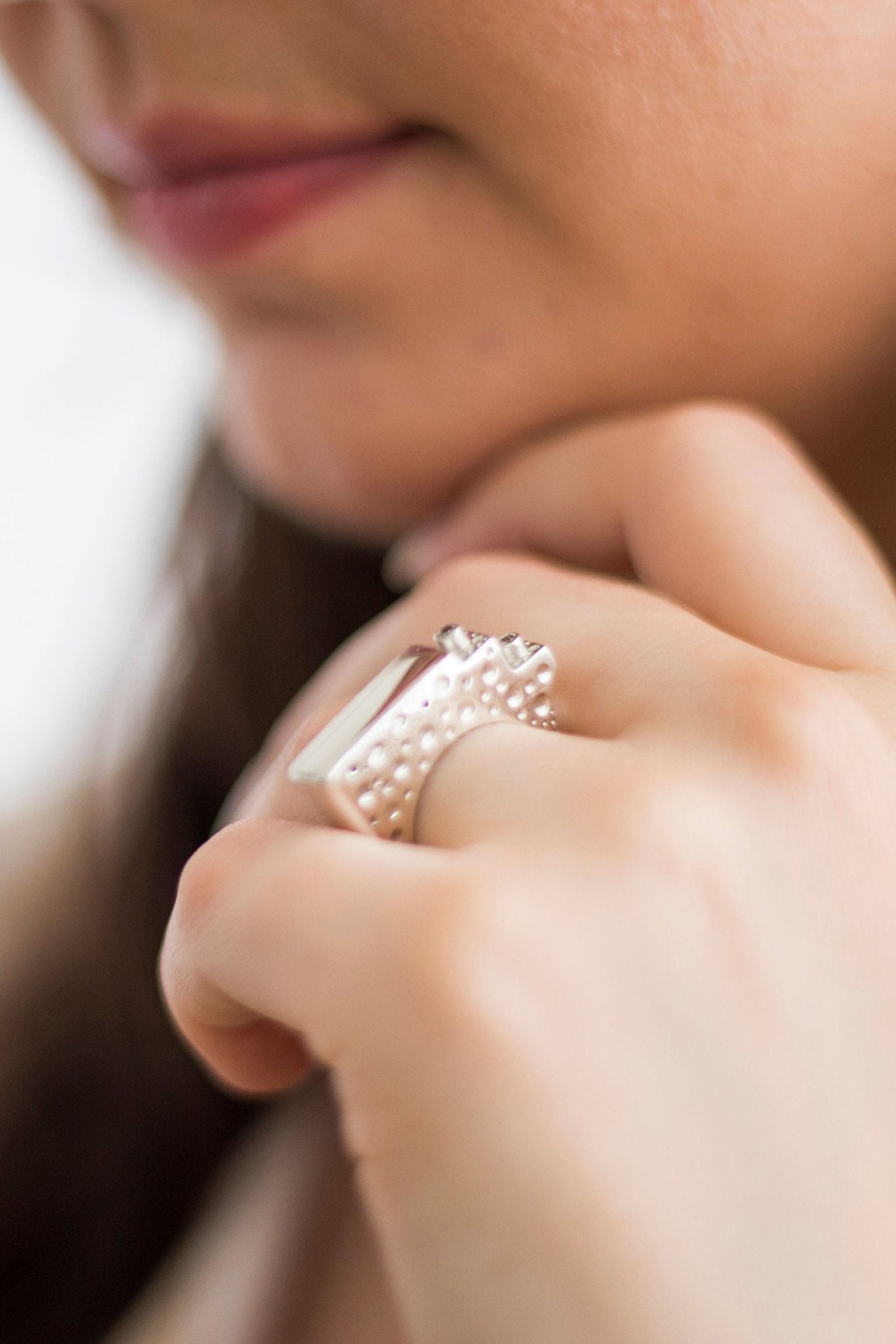 Silver Diamond Step Ring - Emily Lisbeth Jewellery