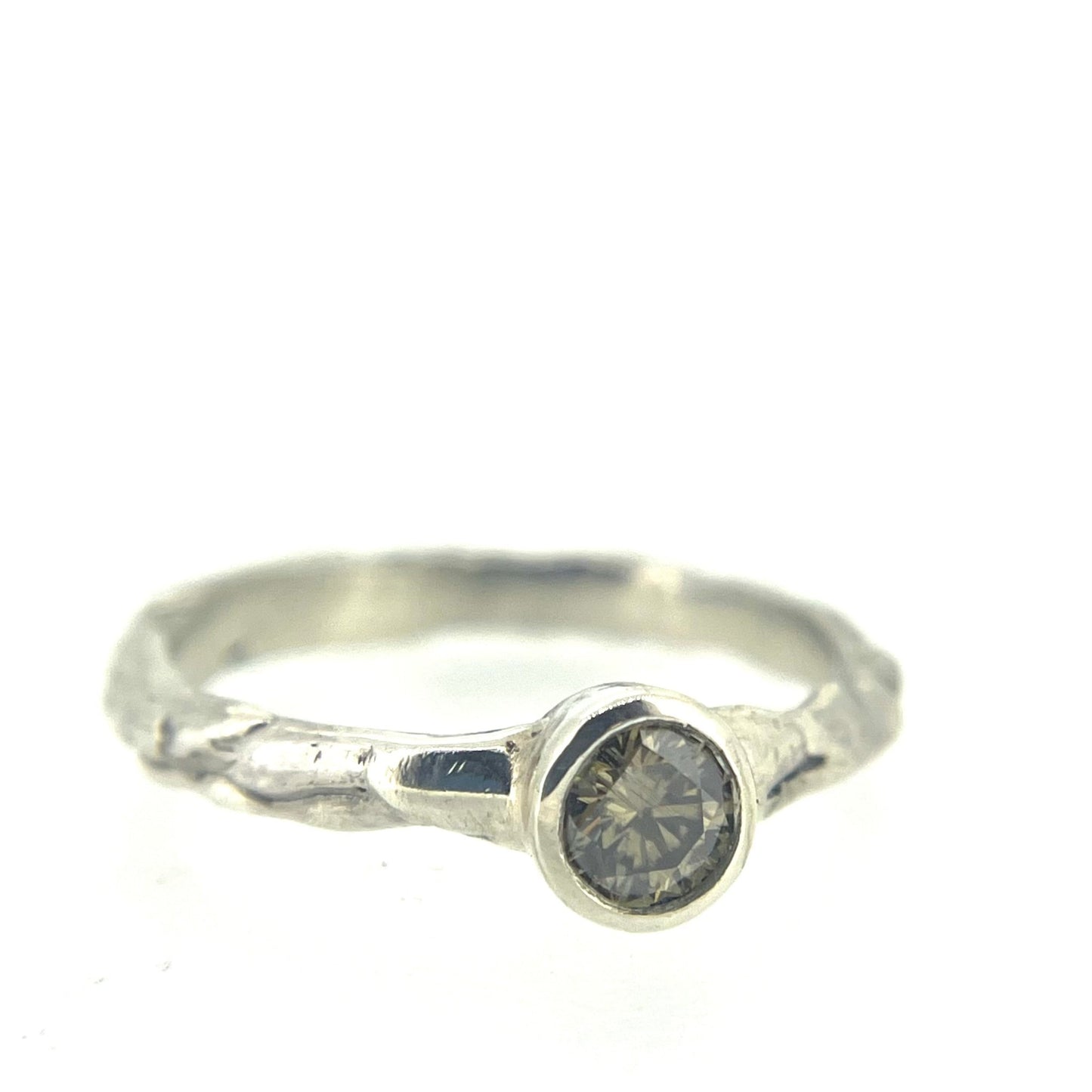 Silver Moissanite Solitaire Ring - Emily Lisbeth Jewellery