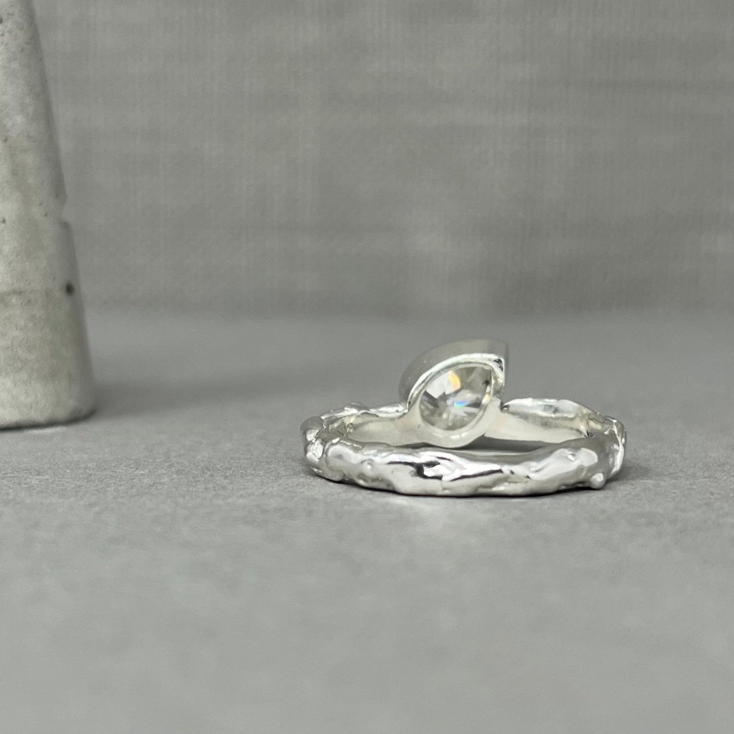 Silver Moissanite Teardrop Engagement Ring - Emily Lisbeth Jewellery