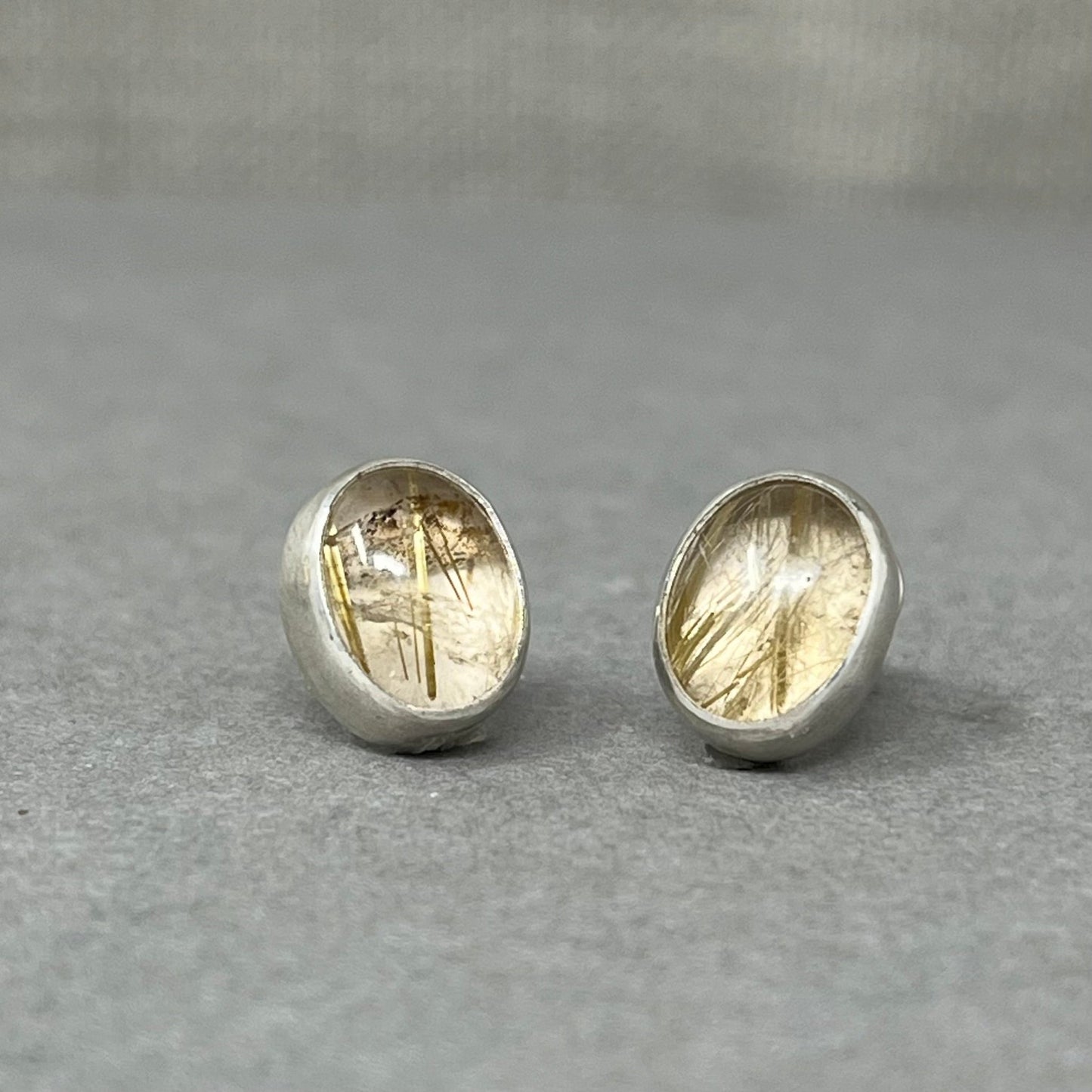 Silver Rutilated Quartz Studs - Emily Lisbeth Jewellery
