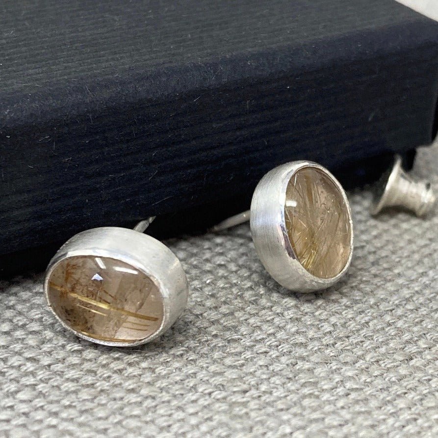 Silver Rutilated Quartz Studs - Emily Lisbeth Jewellery