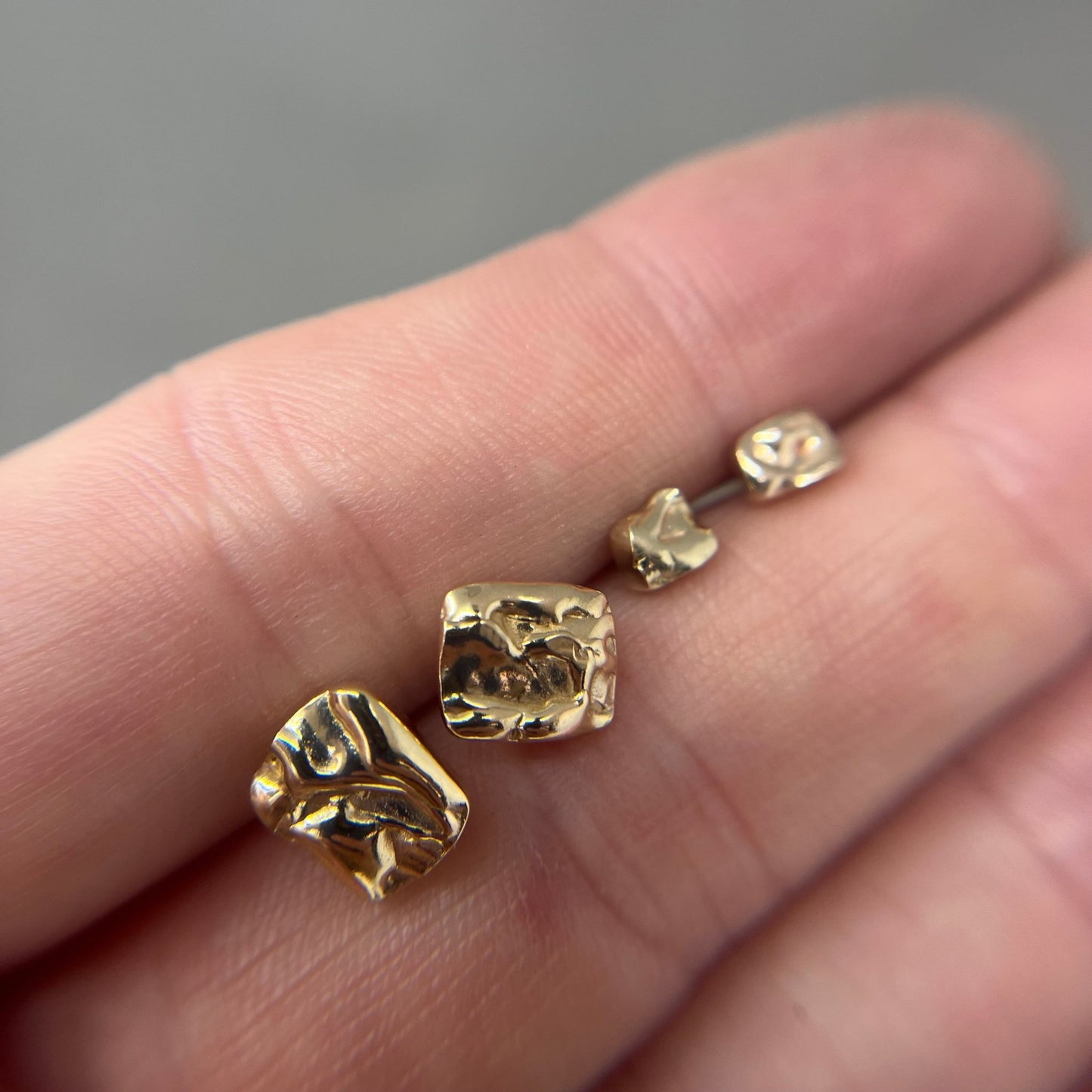Small Gold Molten Studs - Emily Lisbeth Jewellery